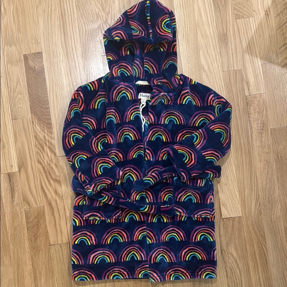 Hatley Navy Rainbow Hooded Bathrobe